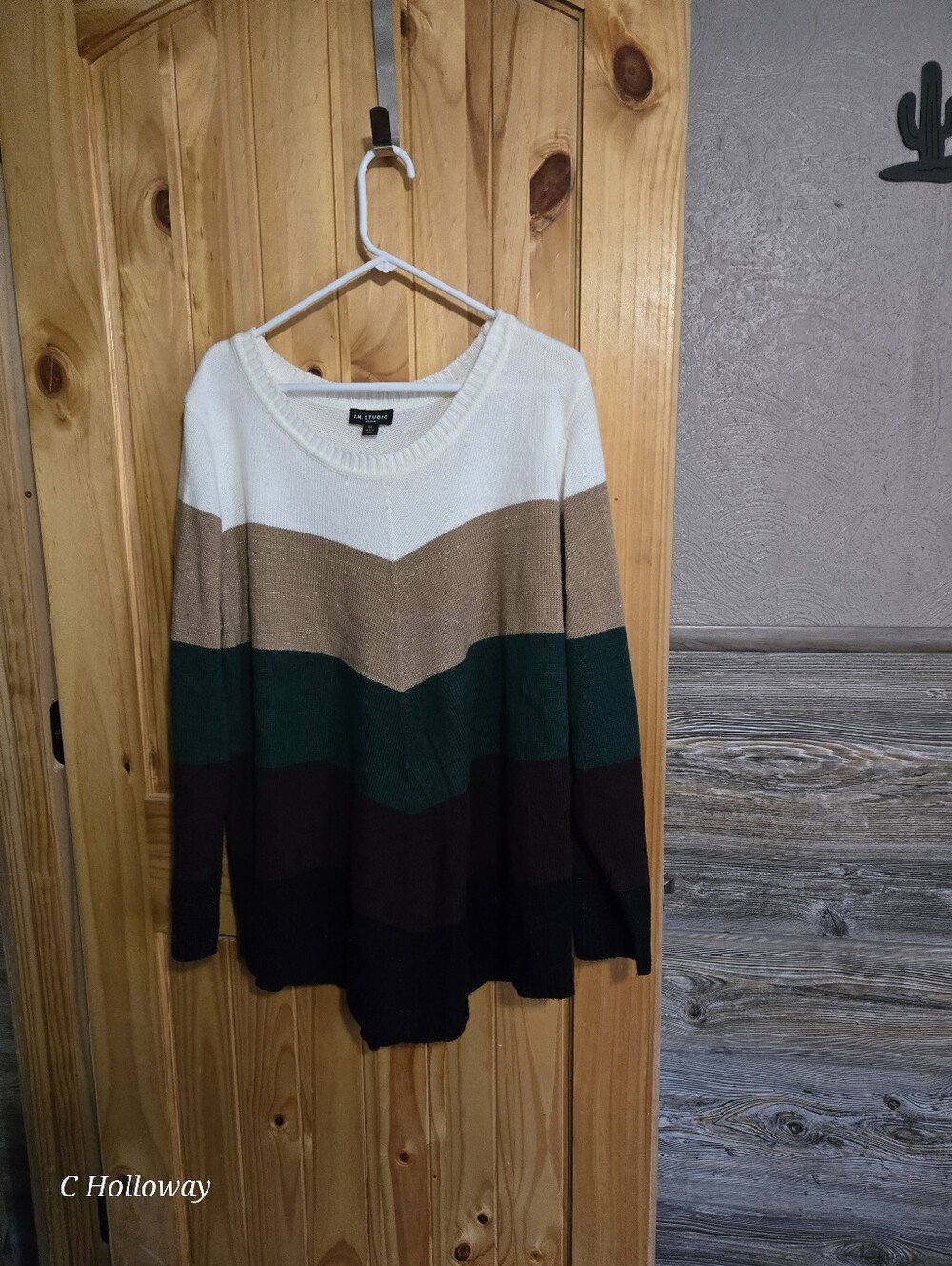 I.N. Studio Women’s Plus 3X Colorblock Knit Pullover Sweater Long Sleeve
